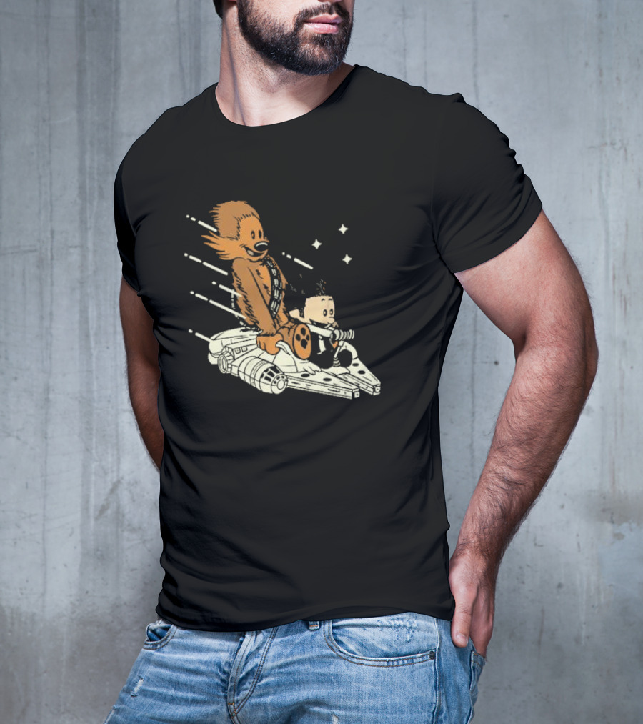 Less Than 12 Parsecs Chewbacca And Calvin Style Space Adventure T-Shirt