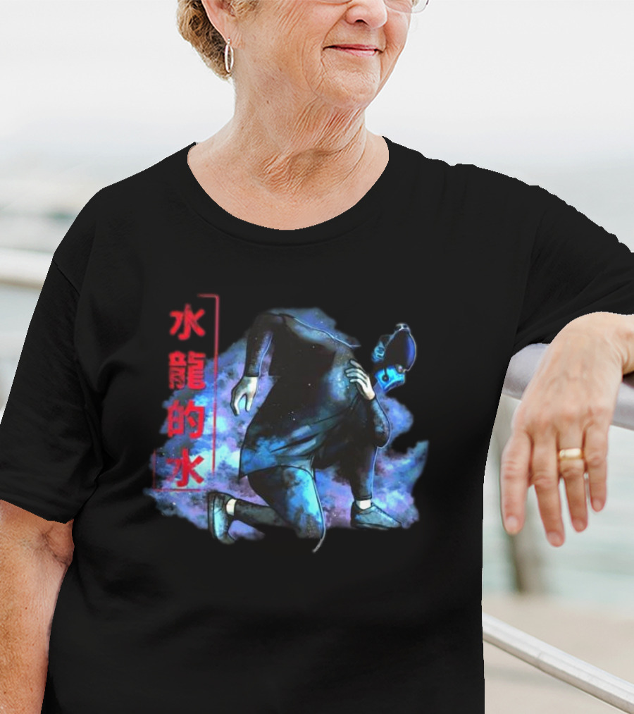 Lin Kuei Armory Icy Water Dragons Masked Figure In Blue Aura T-Shirt