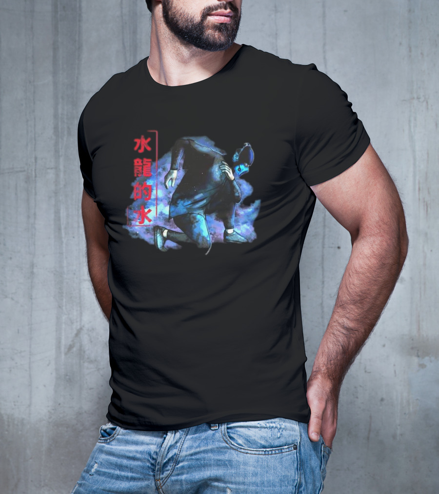 Lin Kuei Armory Icy Water Dragons Masked Figure In Blue Aura T-Shirt