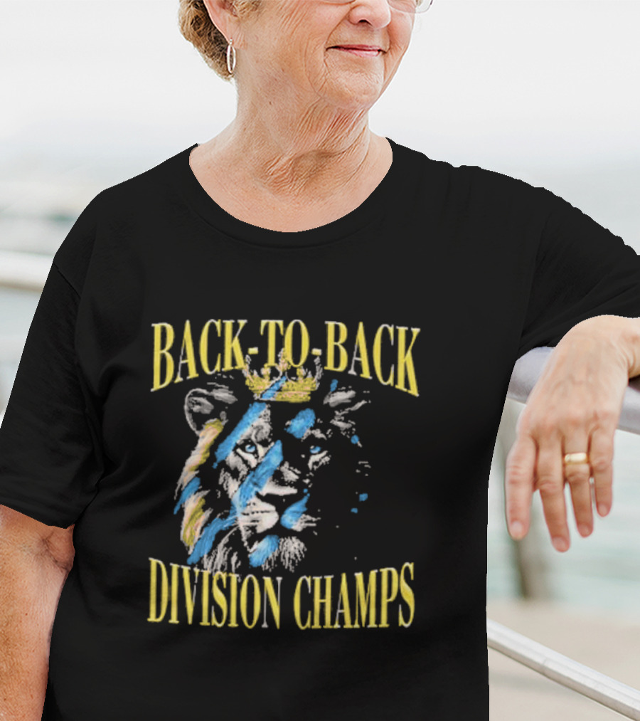 Back To Back Division Champs Lion With Crown Stripes T-Shirt