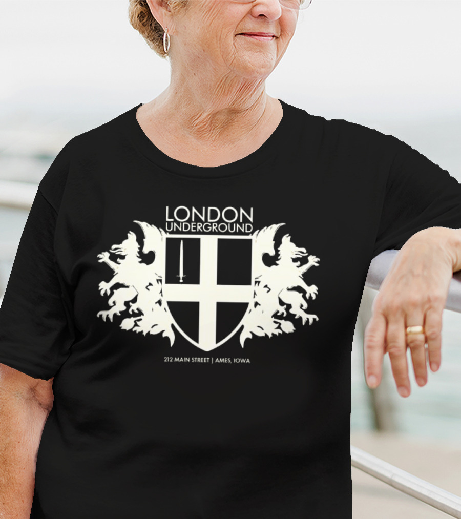 London Underground 232 Main Street Ames Iowa Heraldic Crest Design T-Shirt
