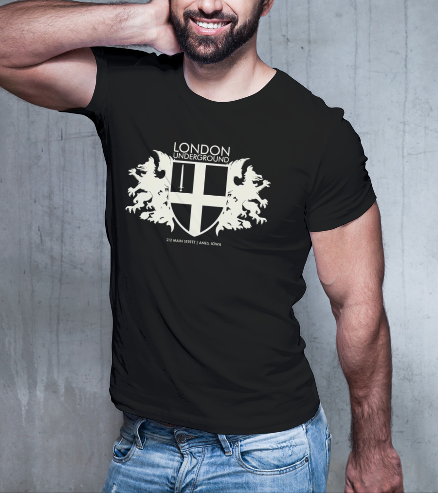 London Underground 232 Main Street Ames Iowa Heraldic Crest Design T-Shirt
