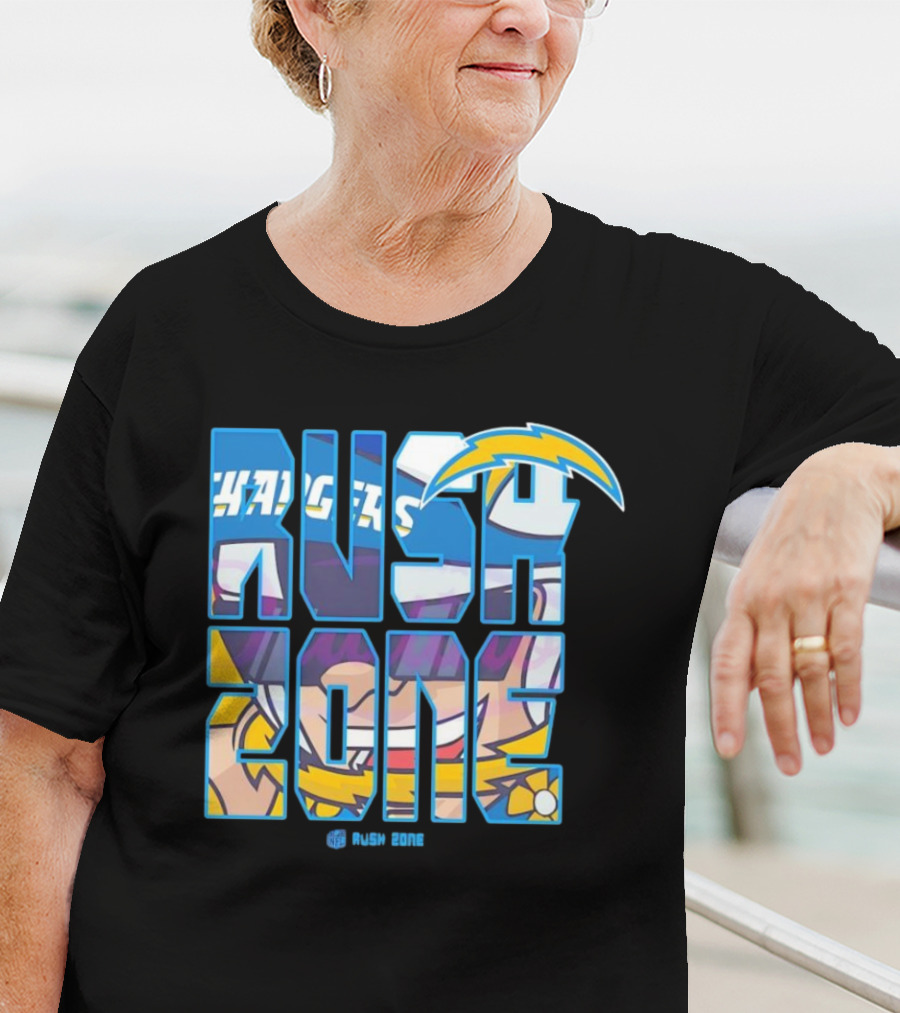 Los Angeles Chargers Rush Zone Cartoon Football T-Shirt