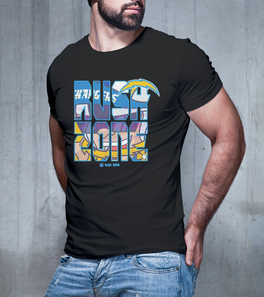 Los Angeles Chargers Rush Zone Cartoon Football T-Shirt