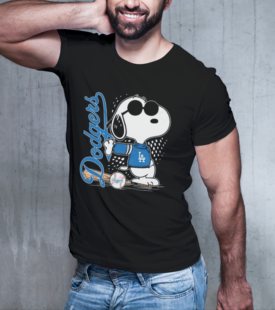 Los Angeles Dodgers Snoopy MLB 2025 Peanuts Baseball Collaboration T-Shirt