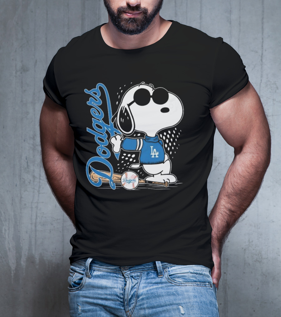 Los Angeles Dodgers Snoopy MLB 2025 Peanuts Baseball Collaboration T-Shirt