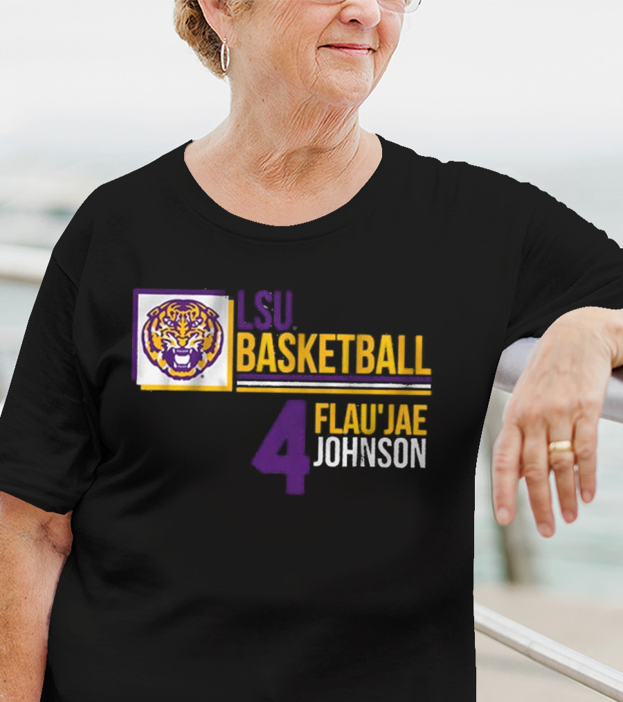 LSU Basketball Flau’Jae Johnson 4 Tiger Logo T-Shirt