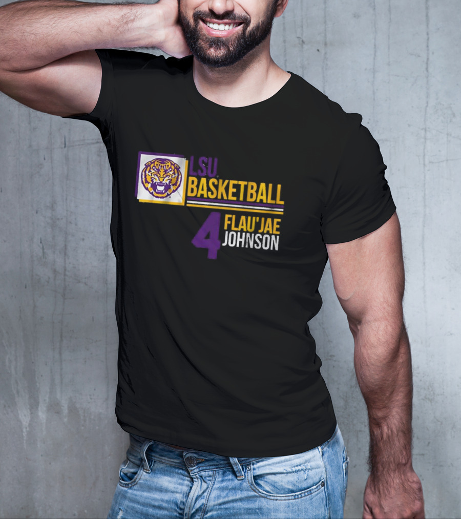 LSU Basketball Flau’Jae Johnson 4 Tiger Logo T-Shirt