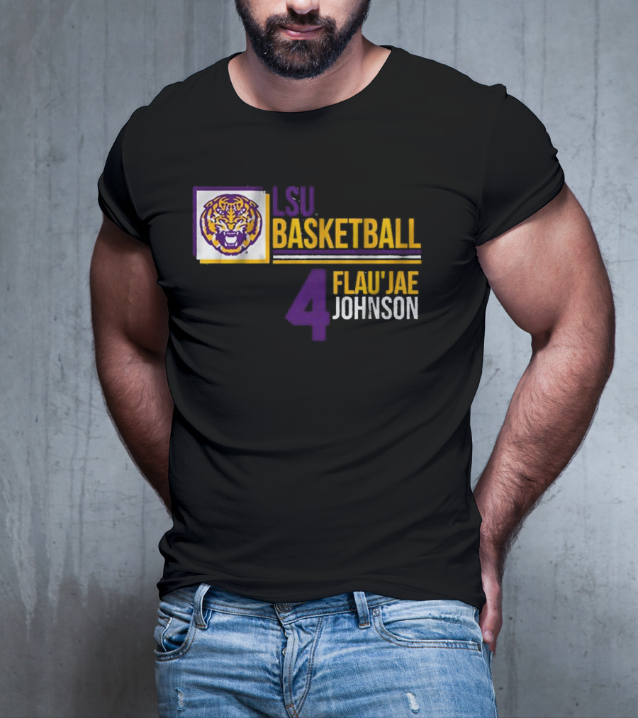 LSU Basketball Flau’Jae Johnson 4 Tiger Logo T-Shirt