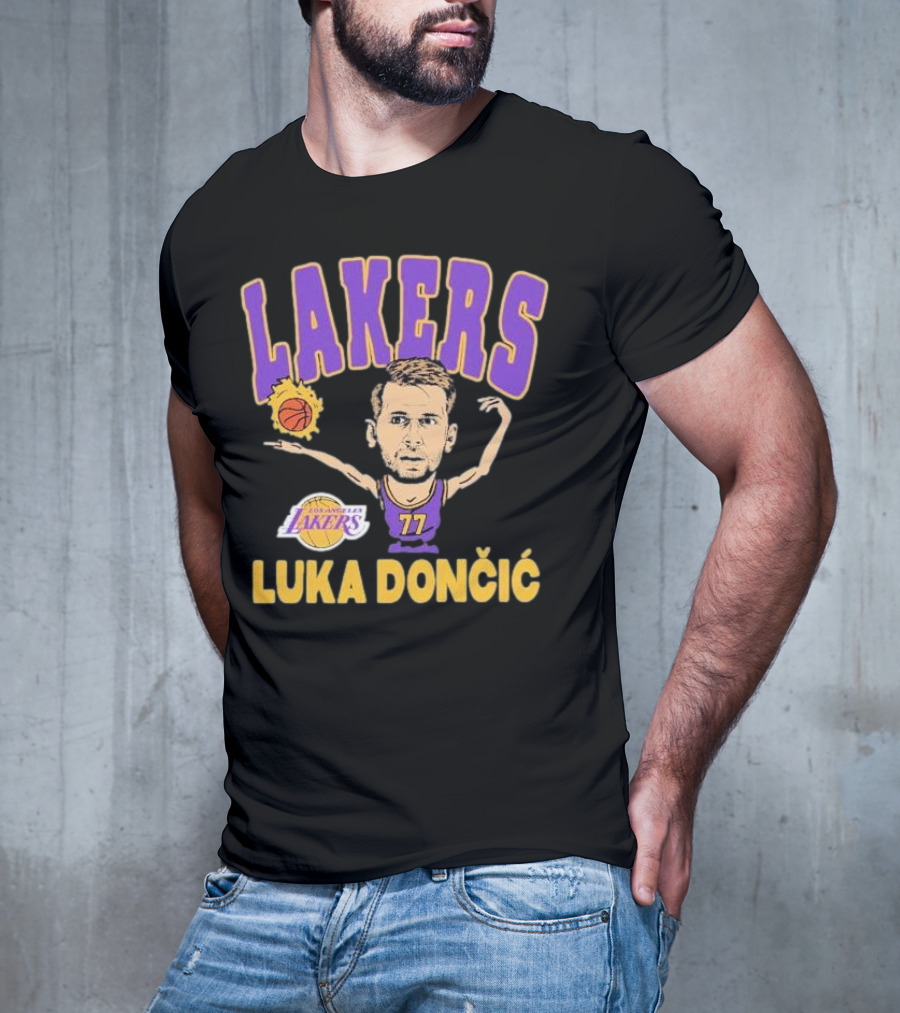 Luka Dončić Los Angeles Lakers Basketball Caricature 77 T-Shirt