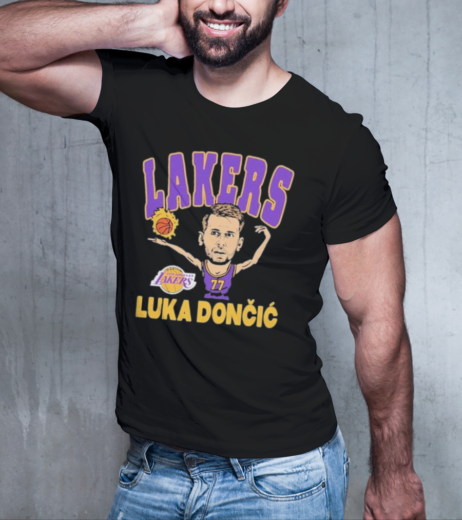 Luka Dončić Los Angeles Lakers Basketball Caricature 77 T-Shirt