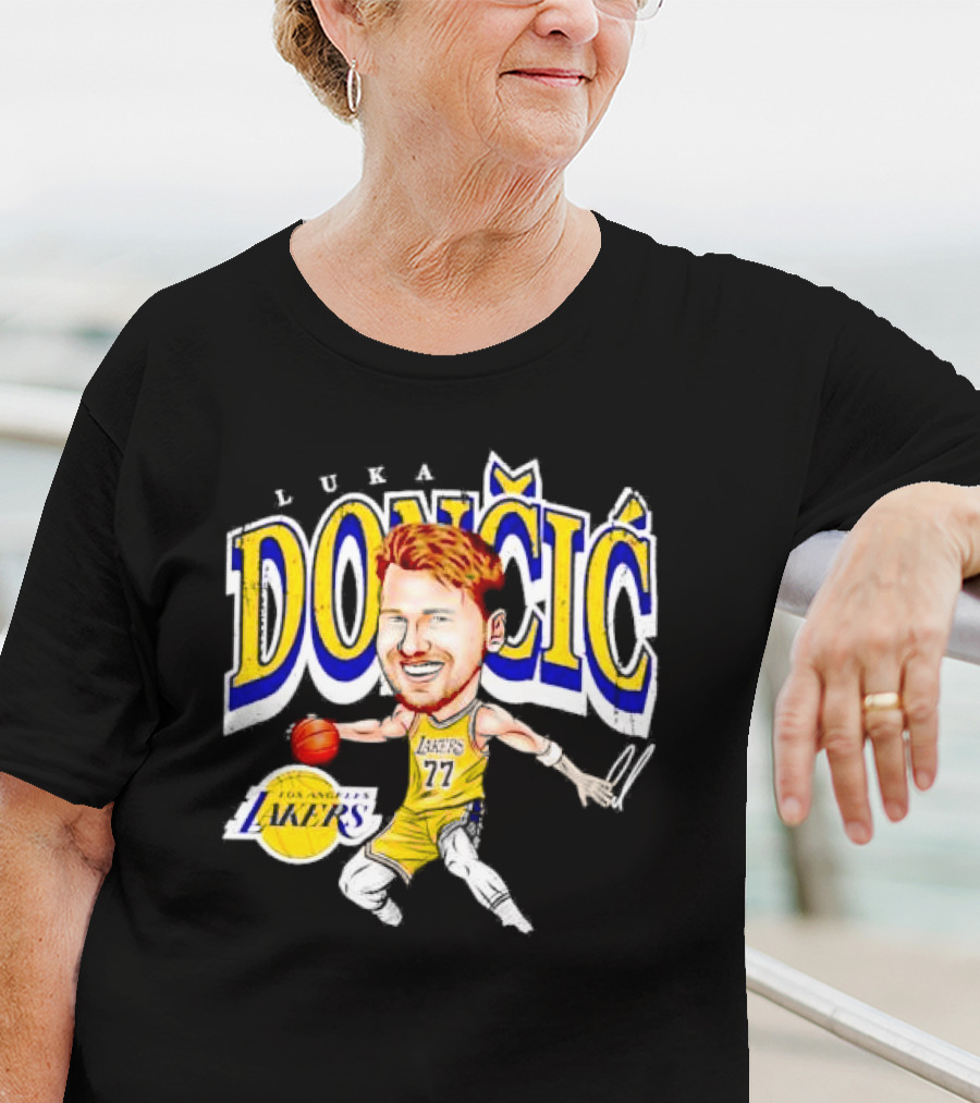 Luka Doncic Los Angeles Lakers Cartoon Lakers Logo T-Shirt