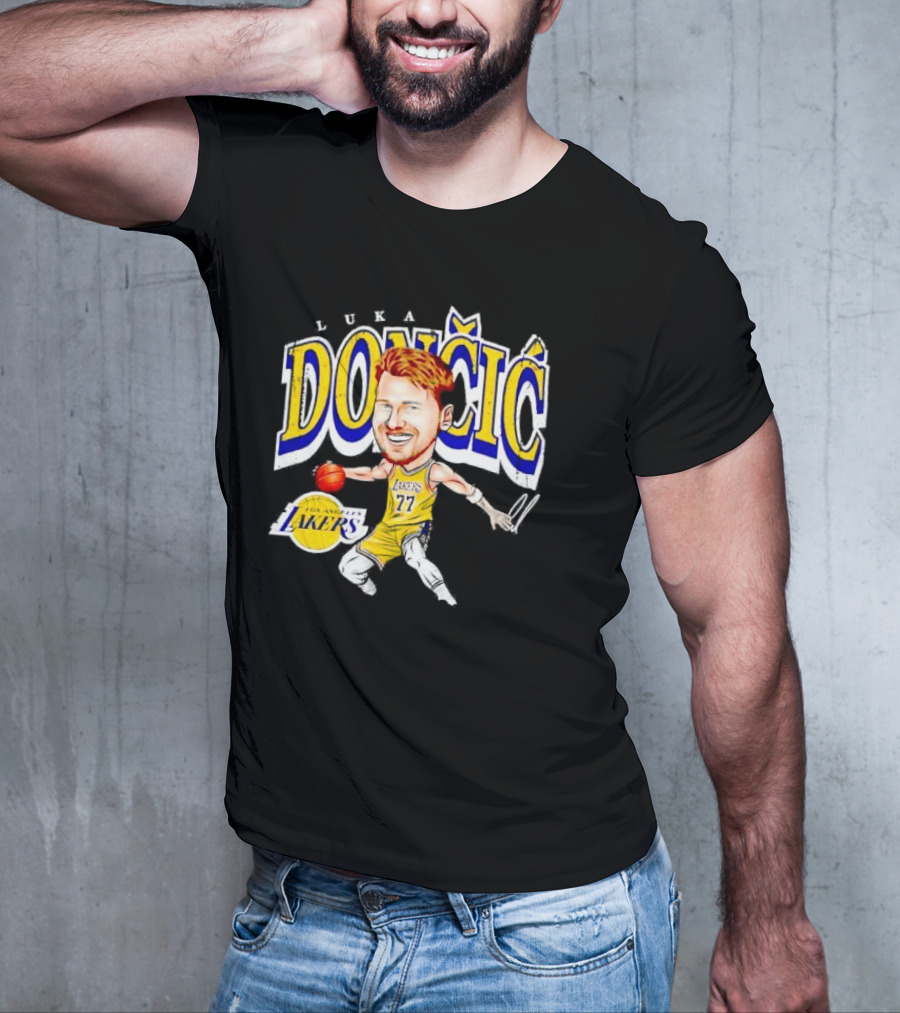 Luka Doncic Los Angeles Lakers Cartoon Lakers Logo T-Shirt