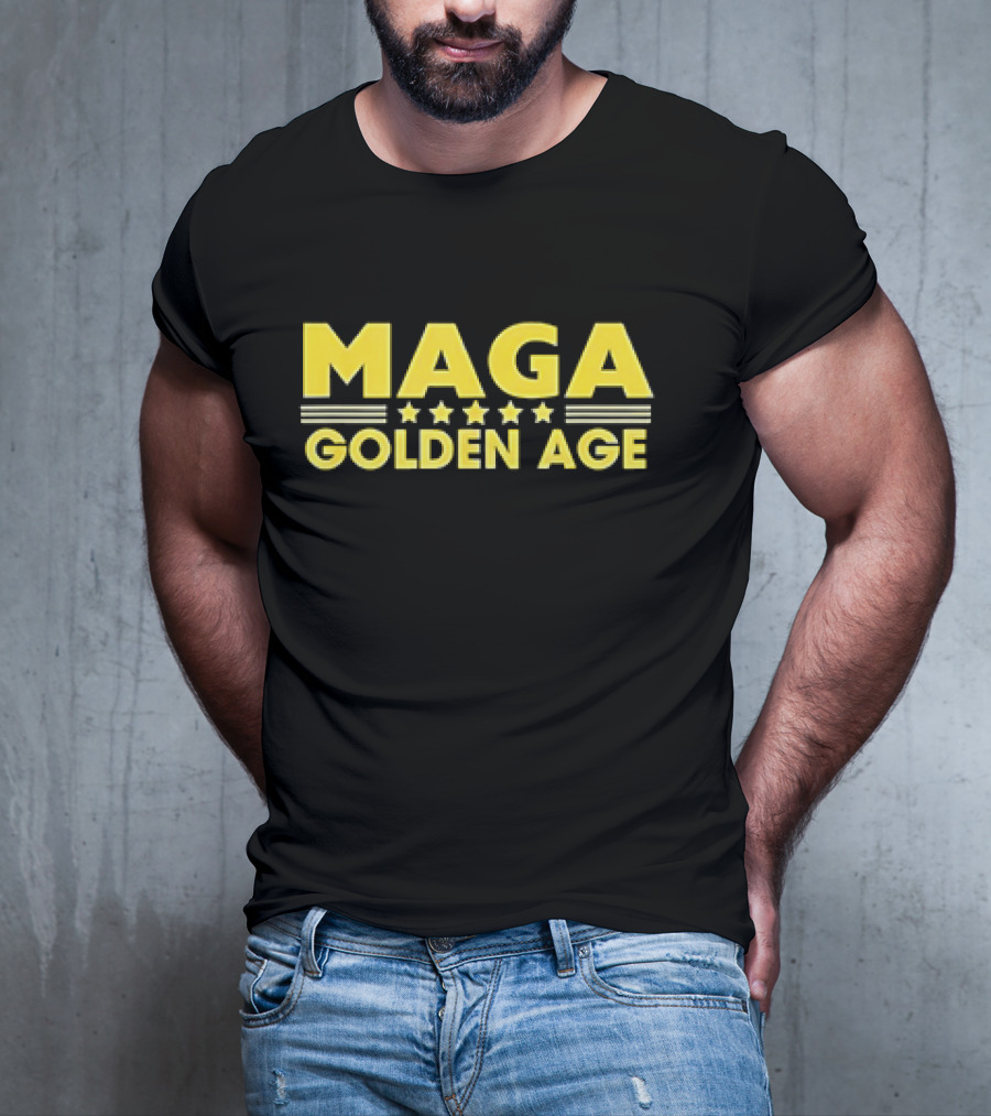 MAGAGolden Age Stars And Bold Yellow Text T-Shirt