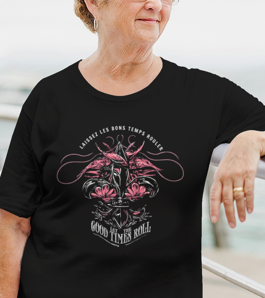 Laissez Les Bons Temps Rouler Good Times Roll Lantern Fleur-de-Lis Motif T-Shirt