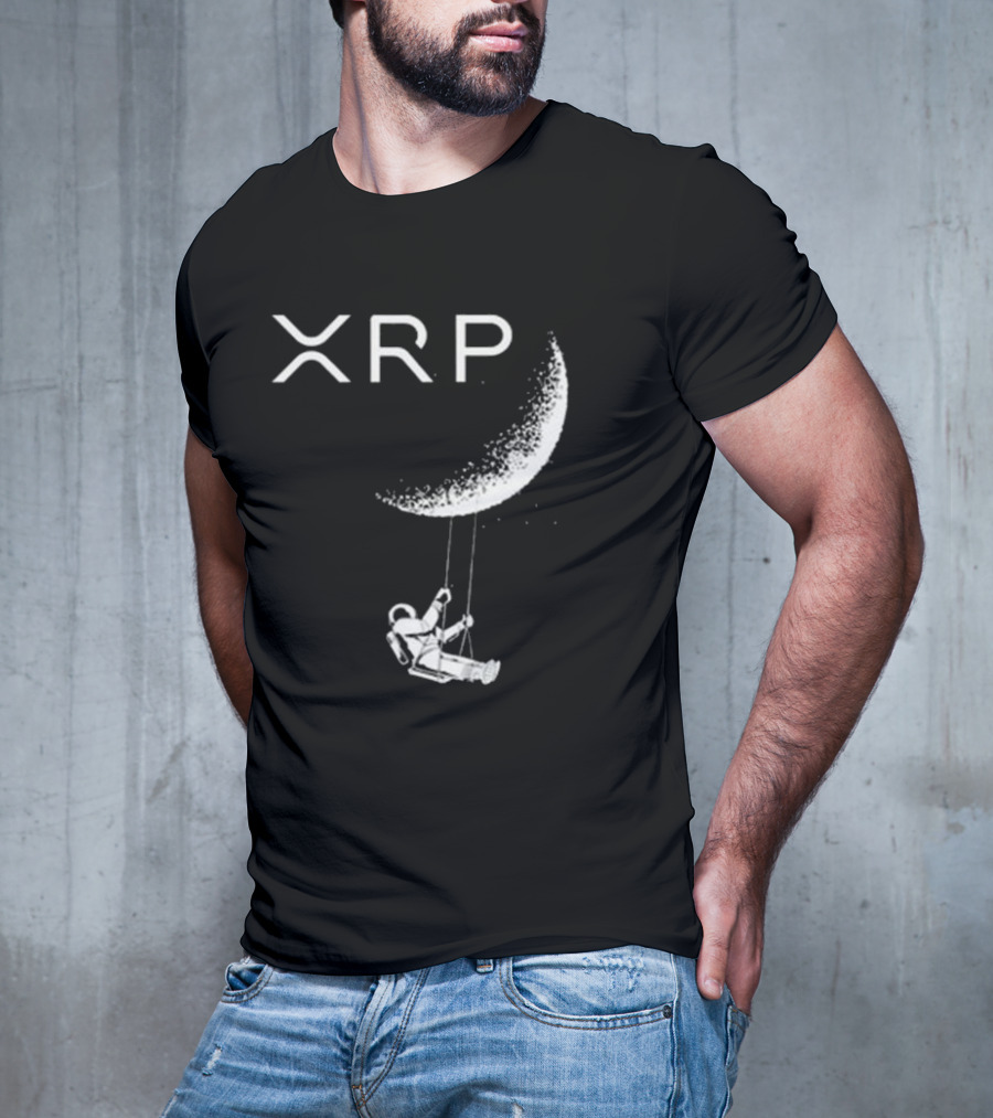 XRP Crypto Astronaut Swinging On Moon T-Shirt