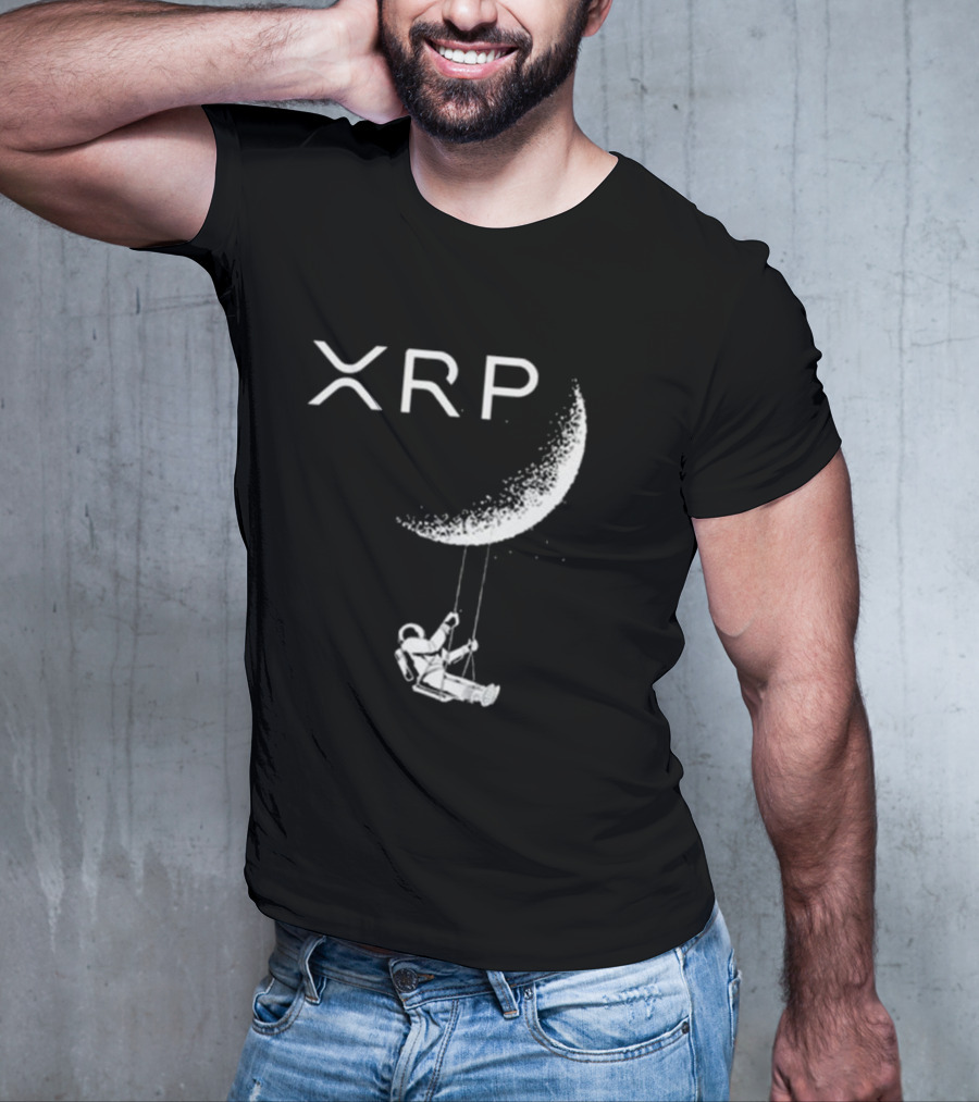 XRP Crypto Astronaut Swinging On Moon T-Shirt