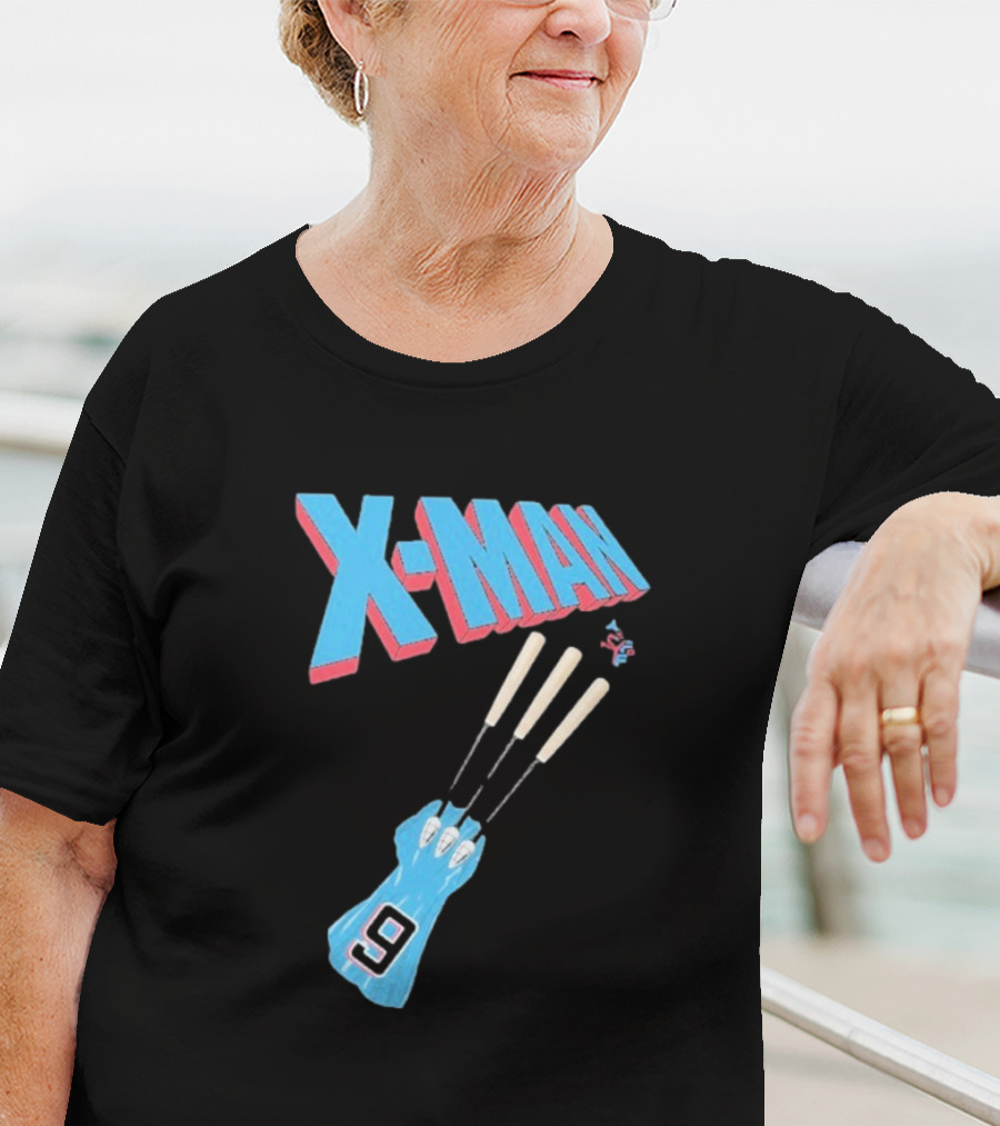 X-Man Miami Marlins Baseball Number 9 Batting Glove T-Shirt
