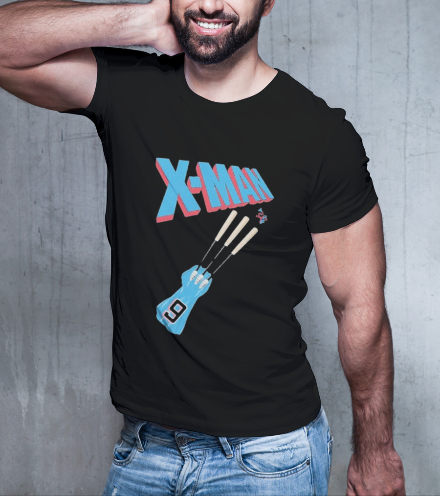 X-Man Miami Marlins Baseball Number 9 Batting Glove T-Shirt