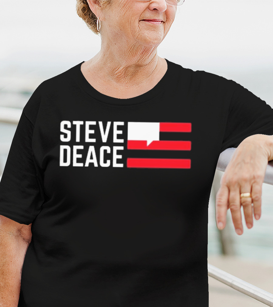 STEVE DEACE Red White Speech Bubble Stripes T-Shirt