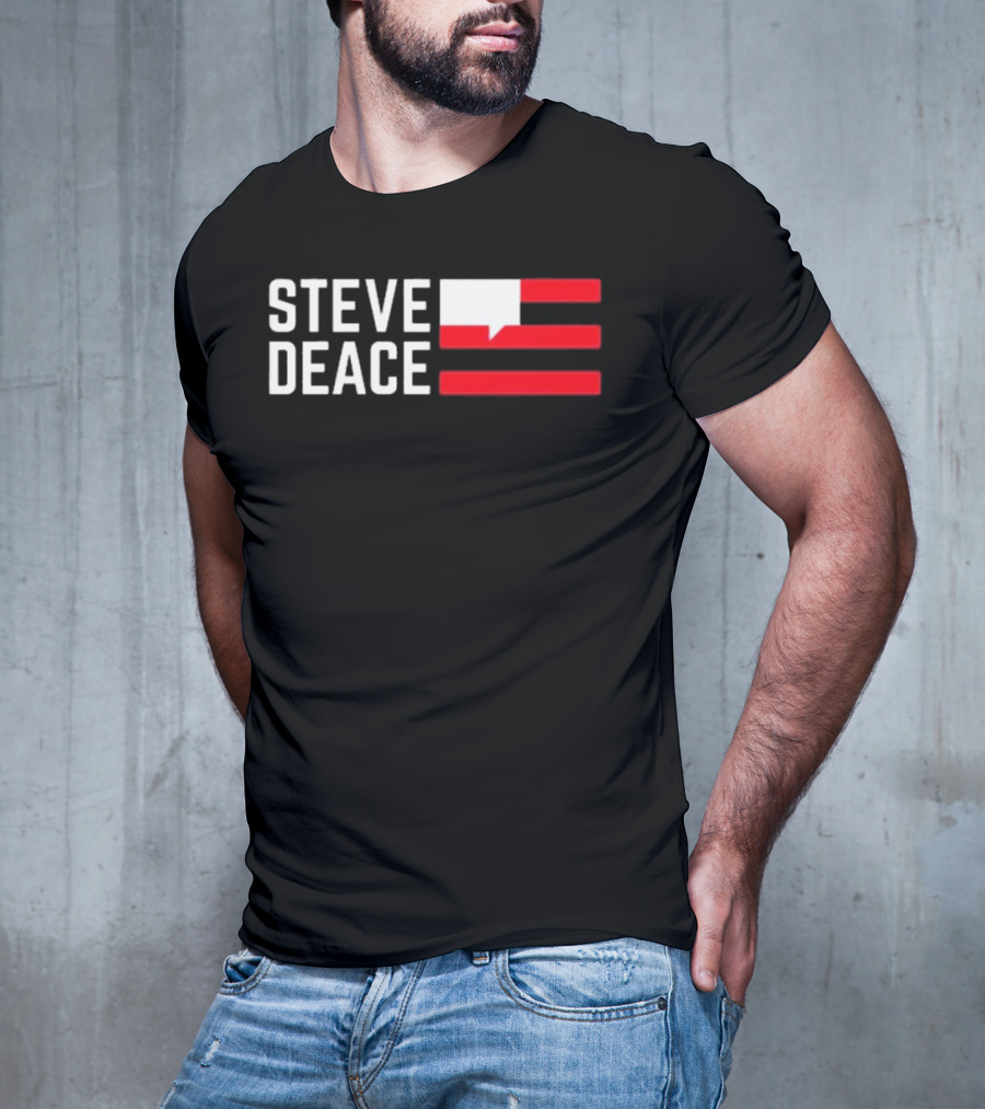 STEVE DEACE Red White Speech Bubble Stripes T-Shirt