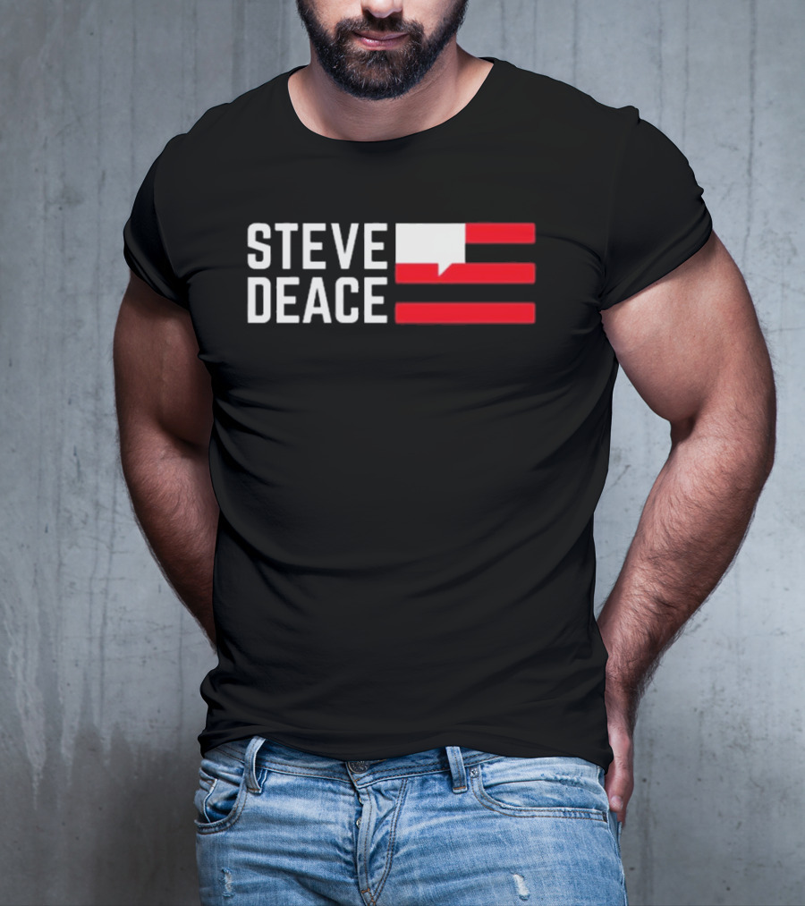 STEVE DEACE Red White Speech Bubble Stripes T-Shirt