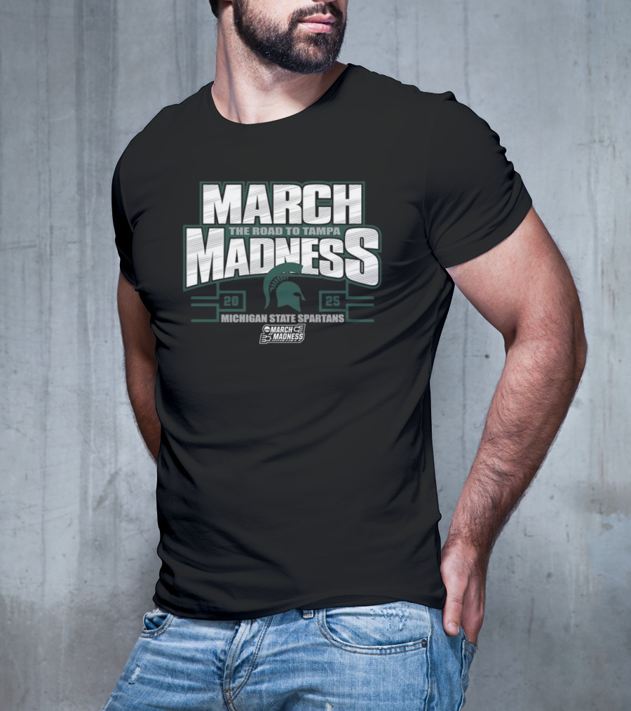 March Madness The Road To Tampa 2025 Michigan State Spartans NCAA Women's Basketball Tournament T-Shirt
