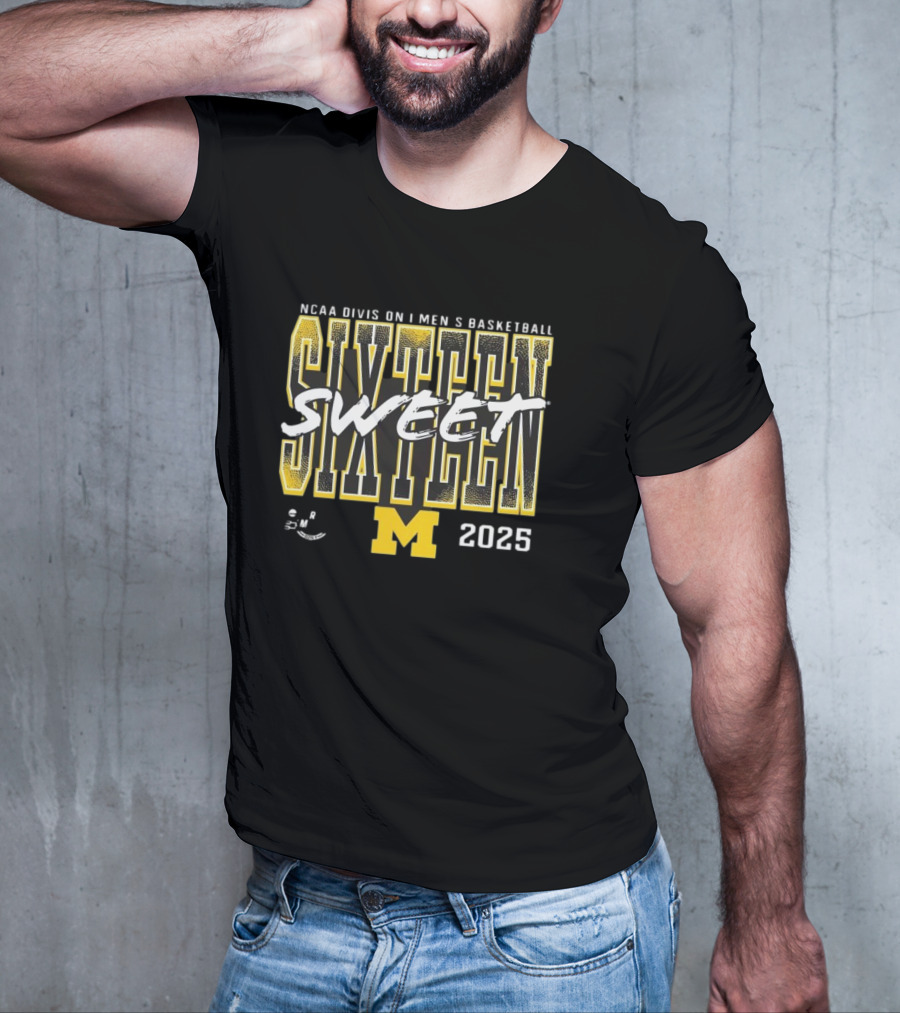 NCAA 2025 Michigan Wolverines Sweet Sixteen Basketball Tournament T-Shirt