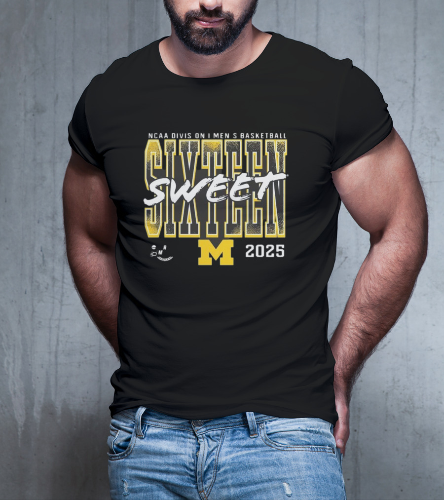 NCAA 2025 Michigan Wolverines Sweet Sixteen Basketball Tournament T-Shirt