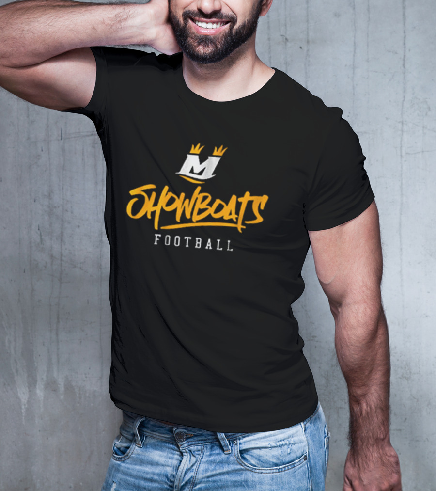Showboats Football Memphis M Crown Stylized Text T-Shirt
