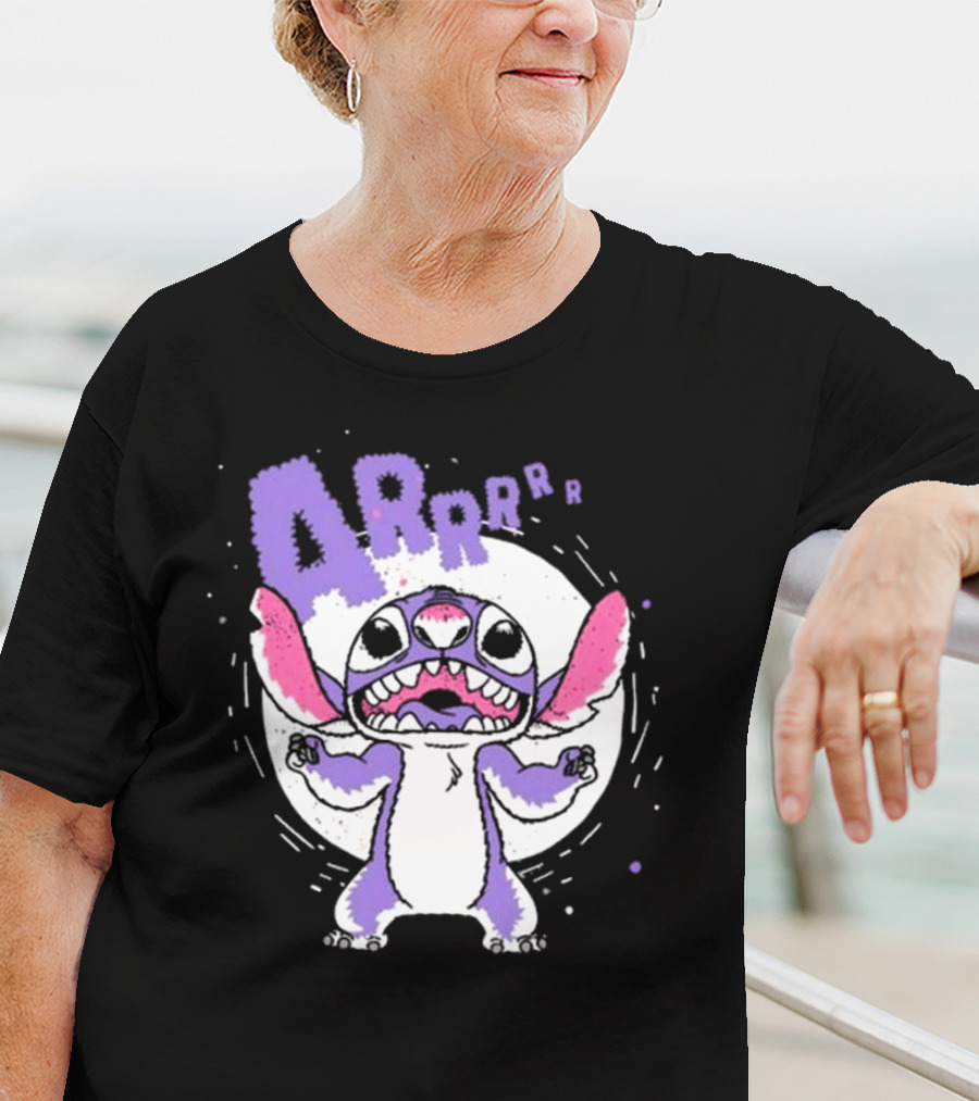 Midnight Stitch ARRp Purple Alien Character With Moon Background T-Shirt