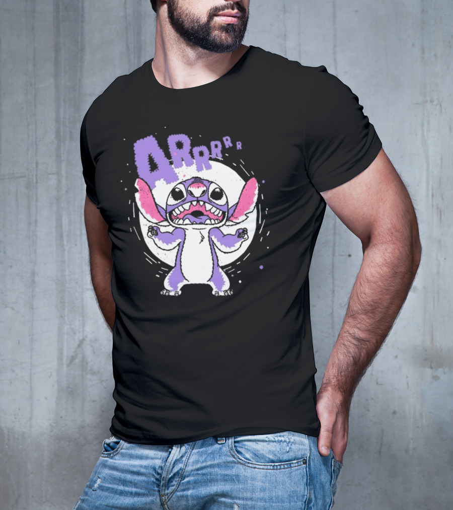 Midnight Stitch ARRp Purple Alien Character With Moon Background T-Shirt