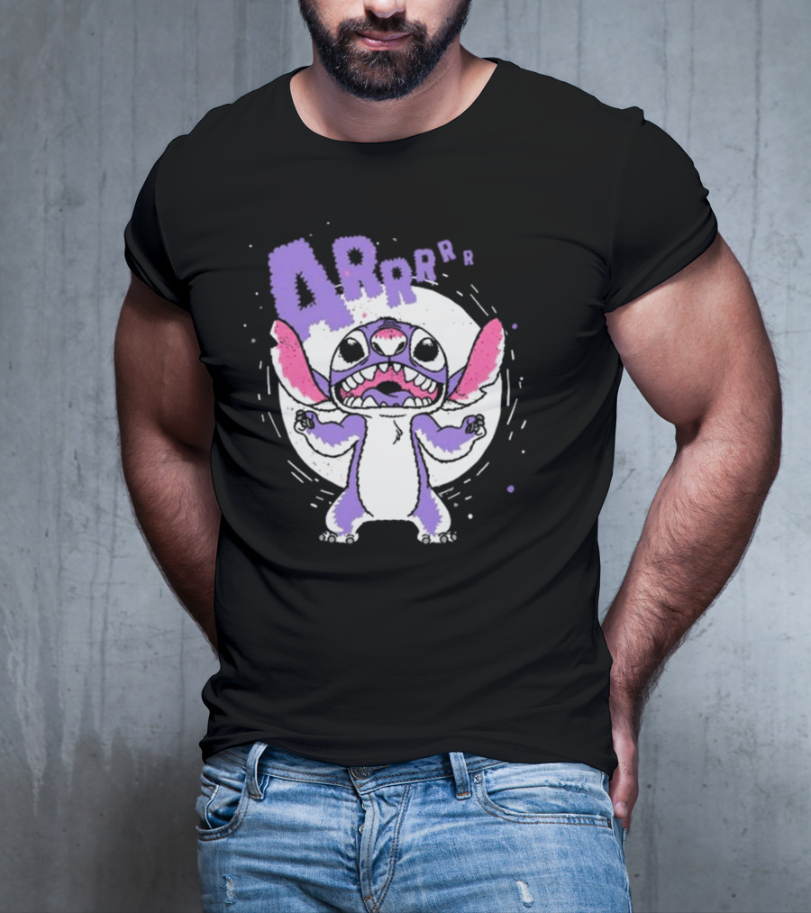Midnight Stitch ARRp Purple Alien Character With Moon Background T-Shirt