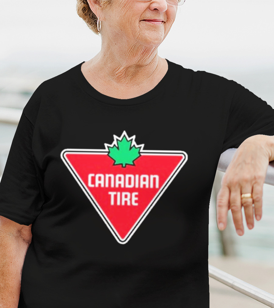 Mike Myers Canadian Tire Logo Red Triangle With Green Maple Leaf T-Shirt