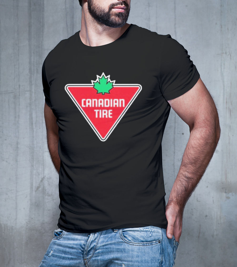 Mike Myers Canadian Tire Logo Red Triangle With Green Maple Leaf T-Shirt