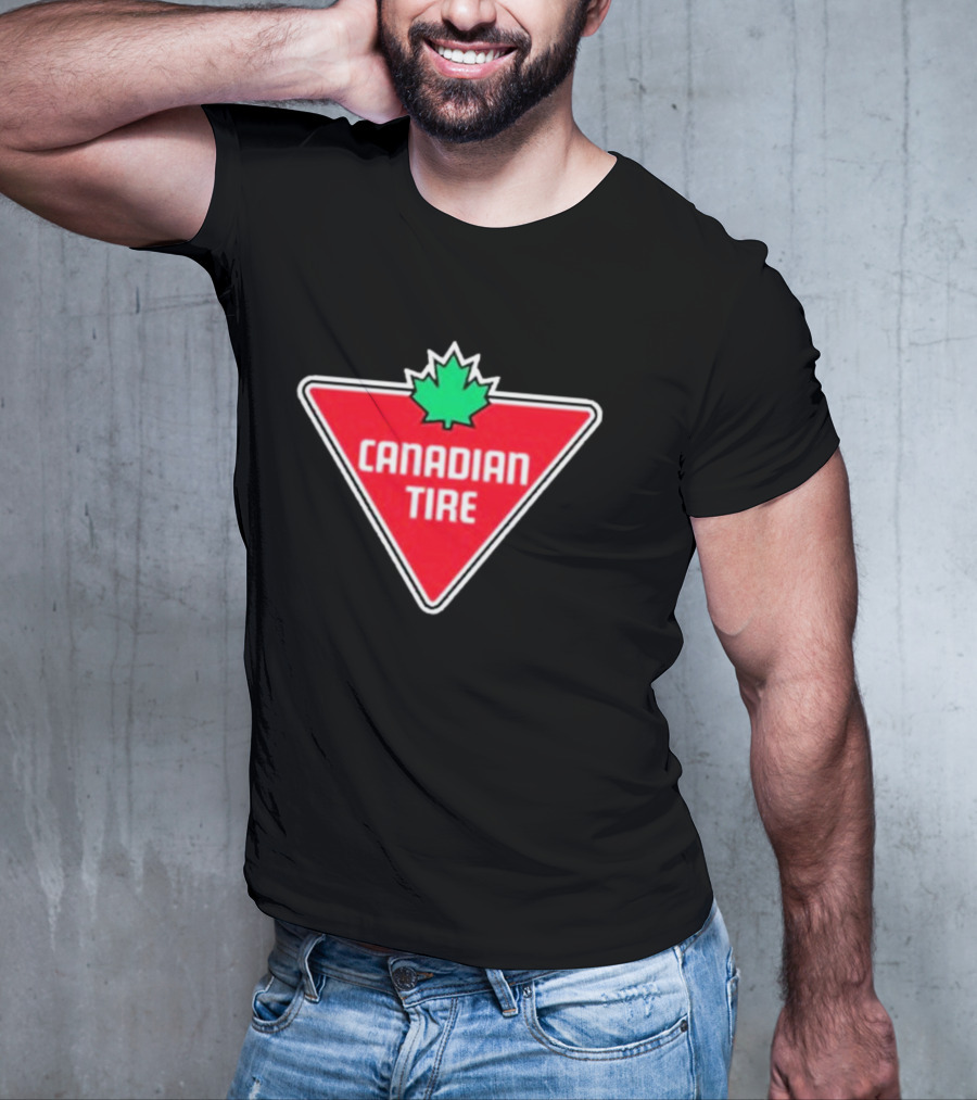 Mike Myers Canadian Tire Logo Red Triangle With Green Maple Leaf T-Shirt