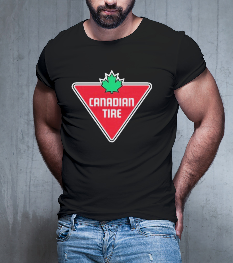 Mike Myers Canadian Tire Logo Red Triangle With Green Maple Leaf T-Shirt