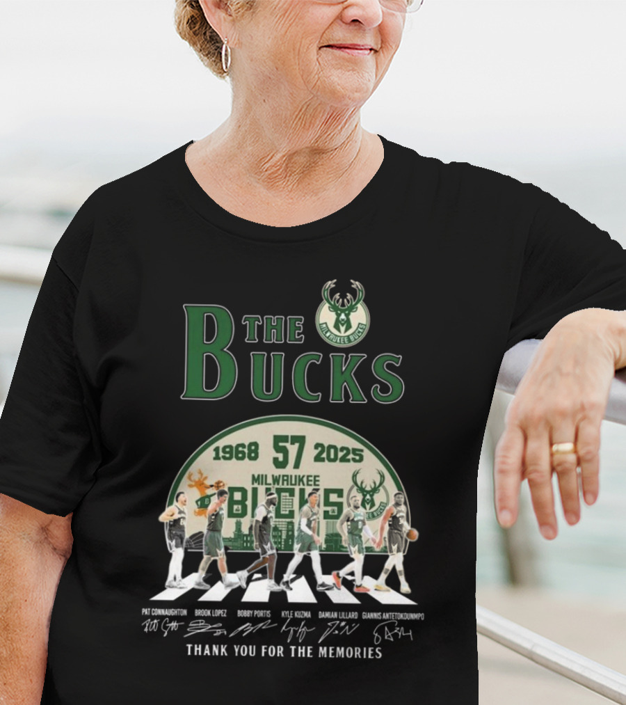 Milwaukee Bucks 57 Years 1968-2025 Thank You For The Memories T-Shirt