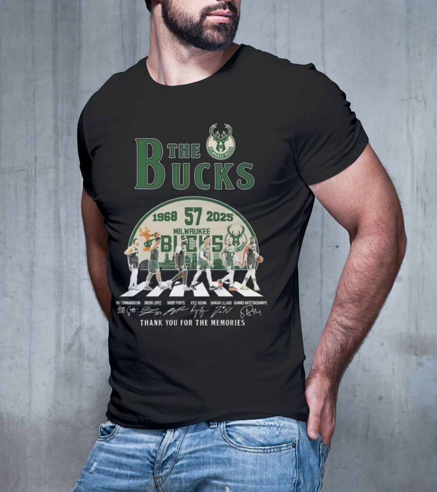 Milwaukee Bucks 57 Years 1968-2025 Thank You For The Memories T-Shirt