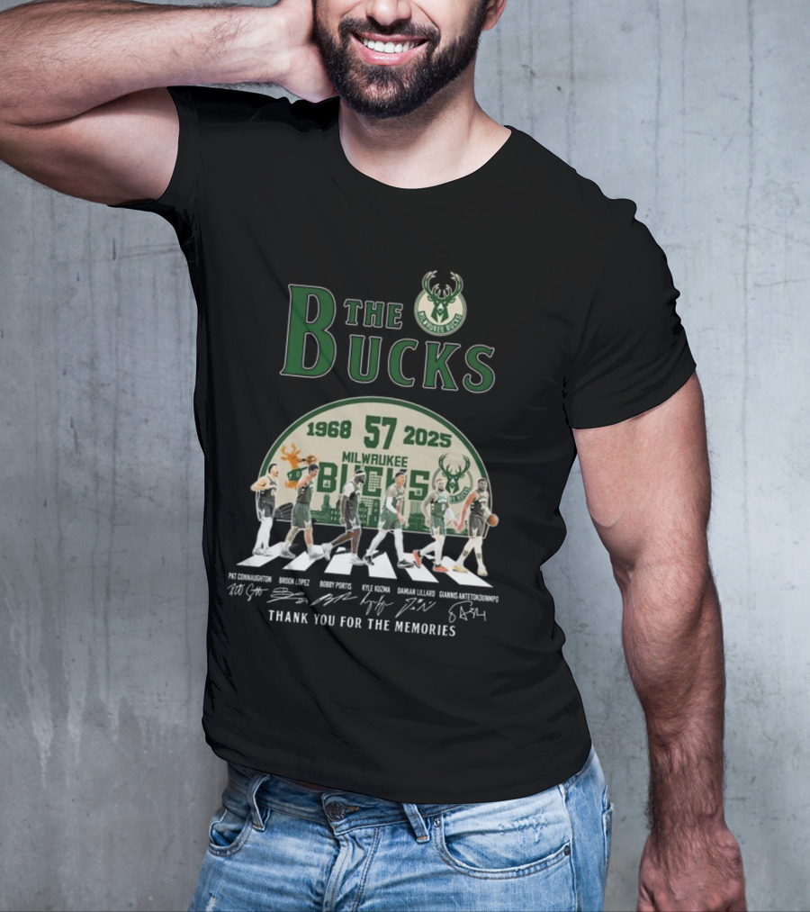 Milwaukee Bucks 57 Years 1968-2025 Thank You For The Memories T-Shirt