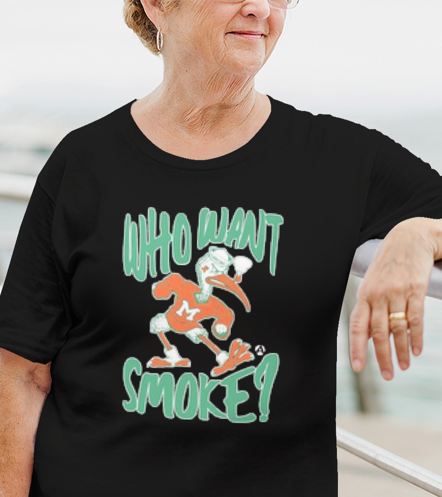 Miami Hurricanes Who Want Smoke Vintage Style Ibis Character T-Shirt