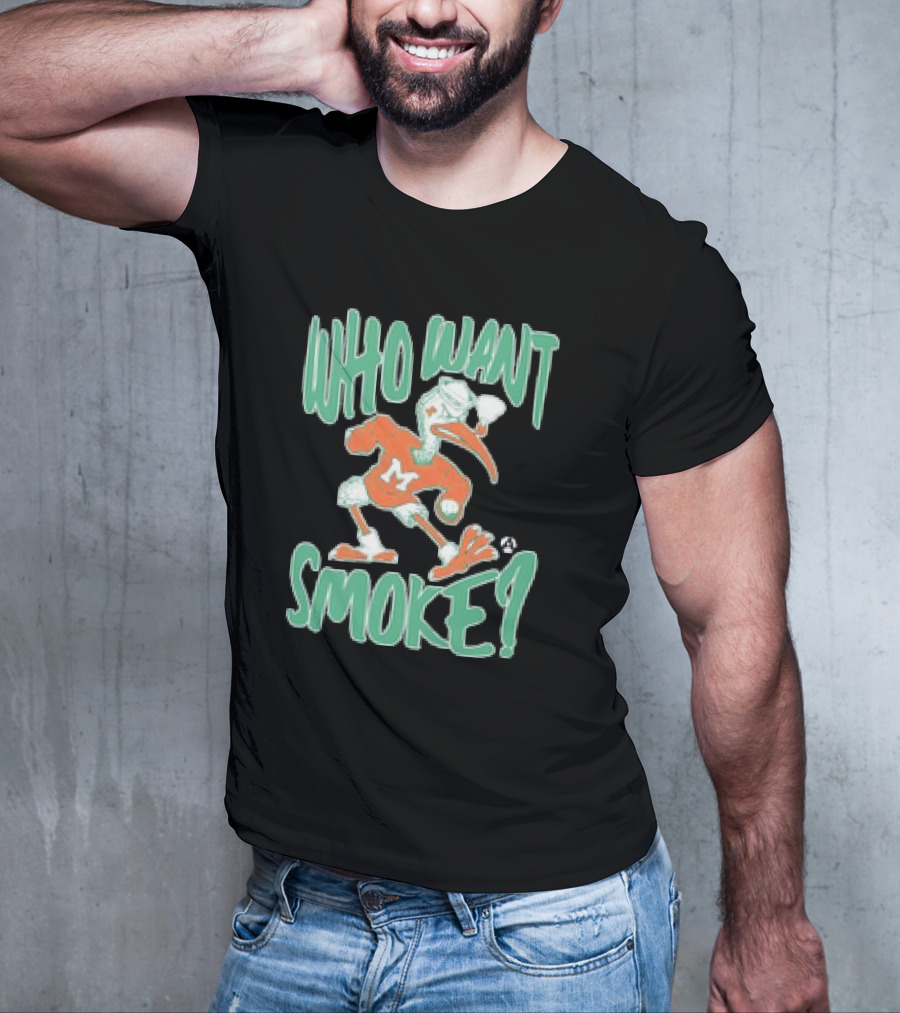 Miami Hurricanes Who Want Smoke Vintage Style Ibis Character T-Shirt