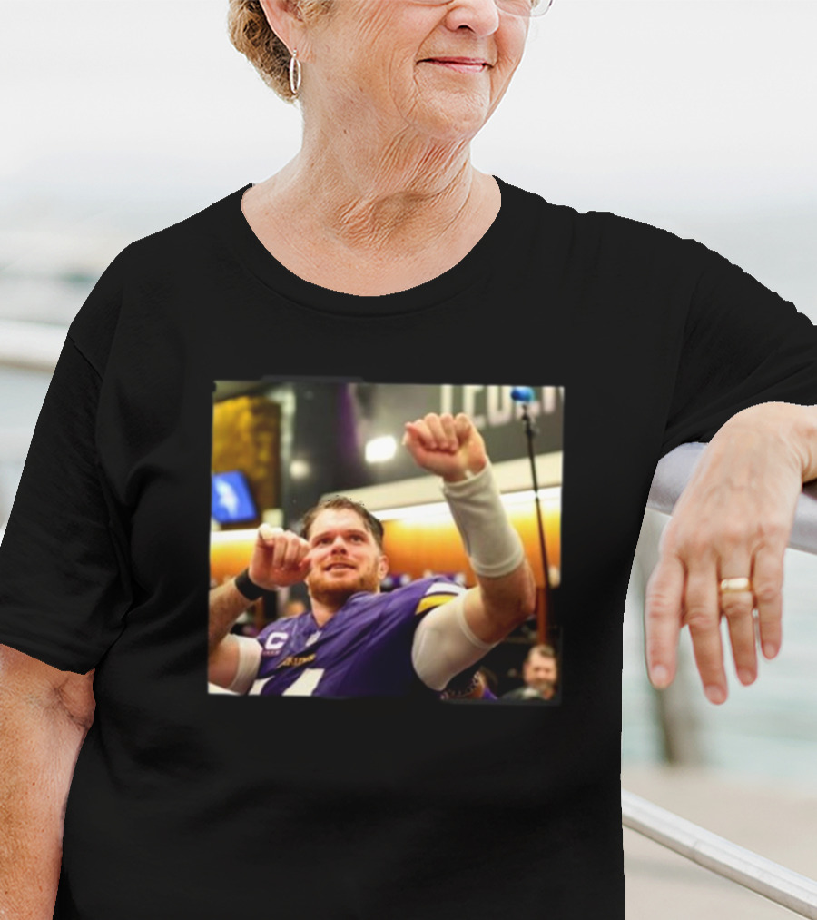 Minnesota Vikings Locker Room Celebration NFL Sam Darnold Insight T-Shirt