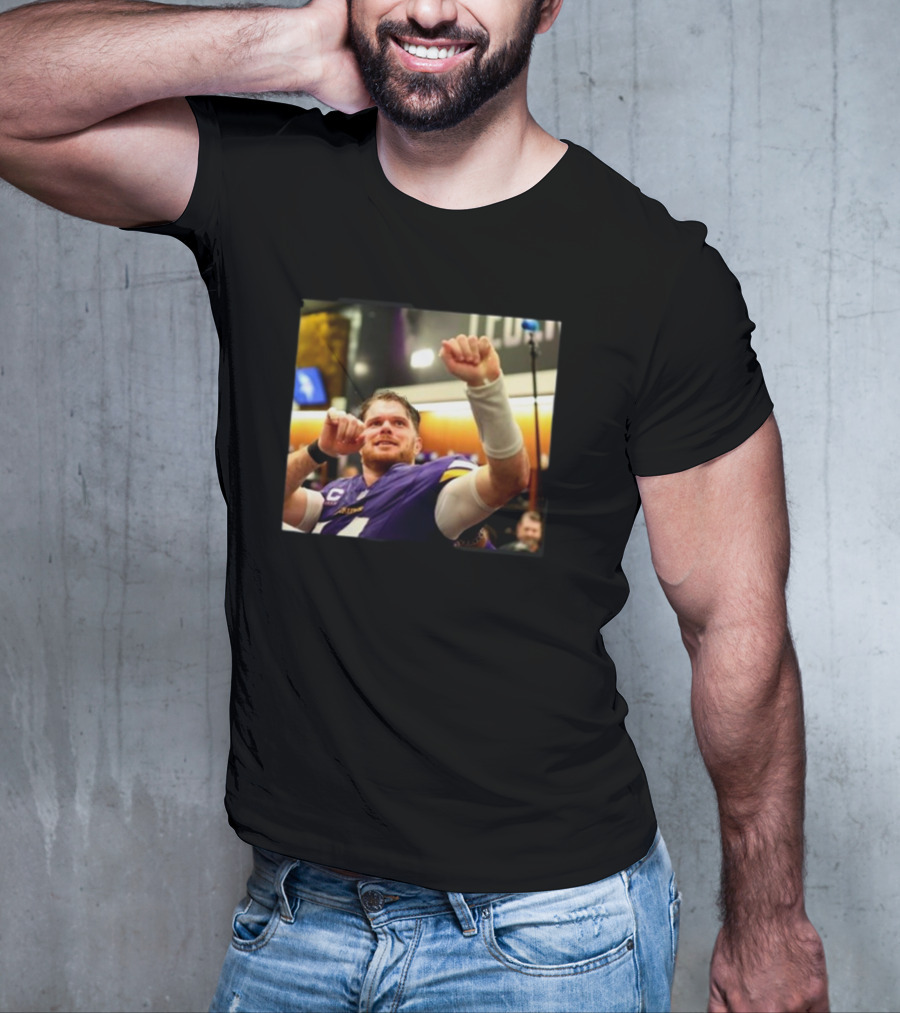 Minnesota Vikings Locker Room Celebration NFL Sam Darnold Insight T-Shirt