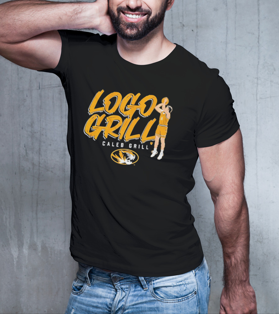 Logo Grill Caleb Grill Missouri Basketball Player Shooting Tiger Emblem T-Shirt