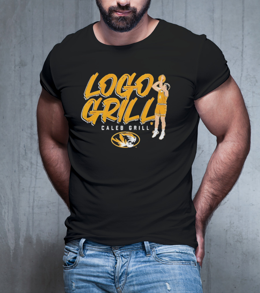Logo Grill Caleb Grill Missouri Basketball Player Shooting Tiger Emblem T-Shirt
