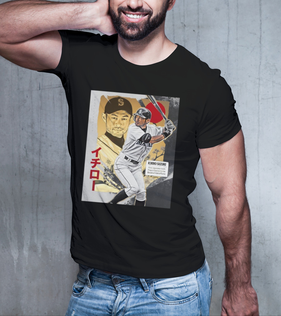 Ichiro Suzuki Seattle Mariners First Japanese-Born Player Elected To Baseball Hall Of Fame Red Sun T-Shirt