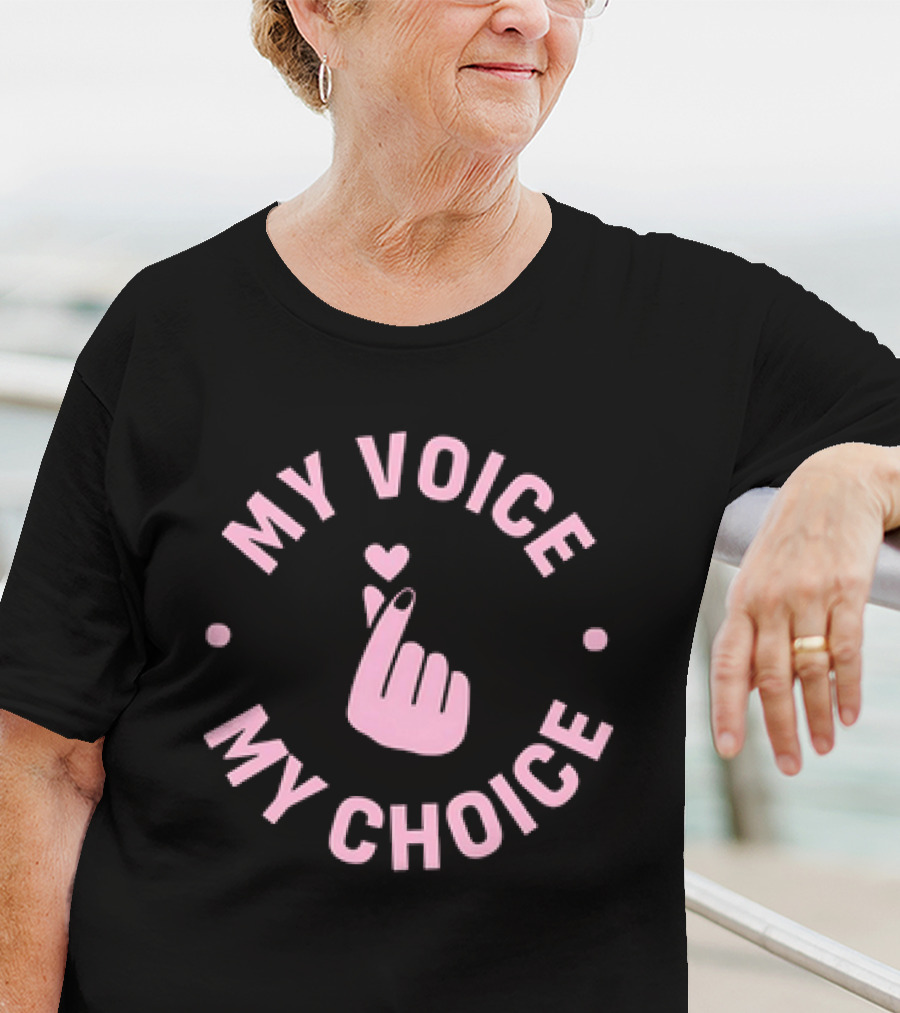 My Voice My Choice Pink Finger Heart Gesture T-Shirt