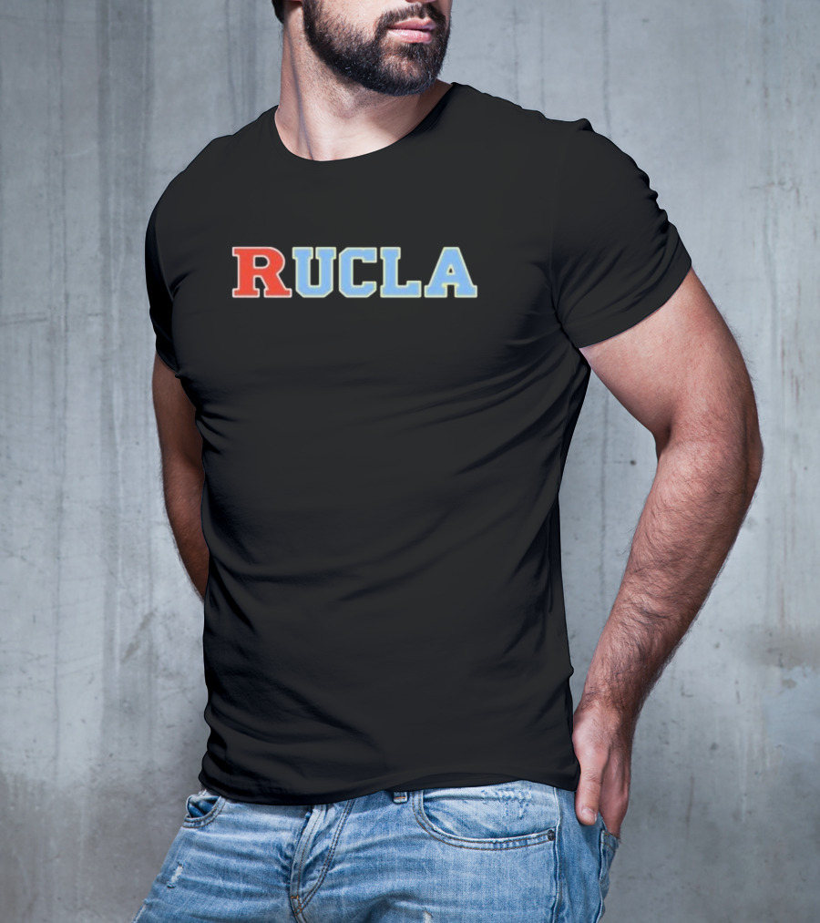 RUCLA Red Blue Varsity-Style Bold Text T-Shirt