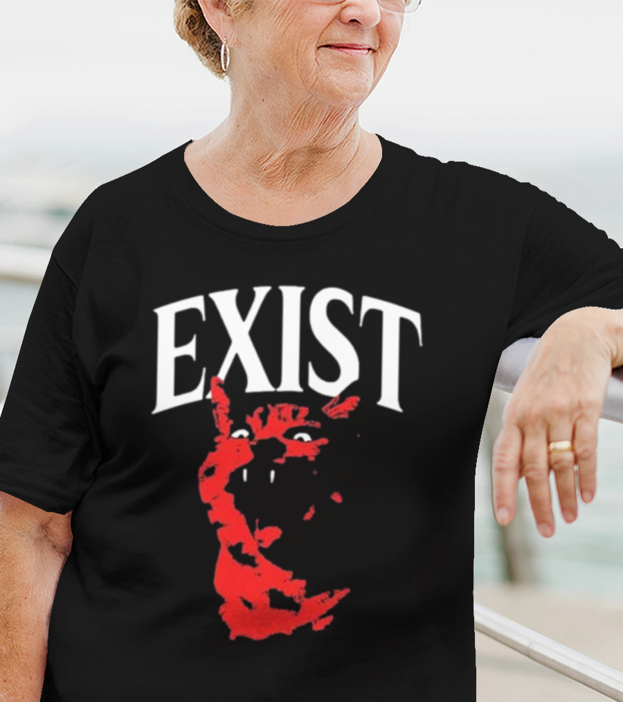 Mynameistuv Exist Red Cat Face T-Shirt